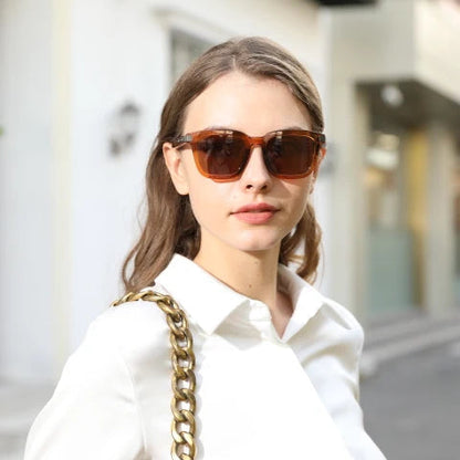 Brown smart glasses model