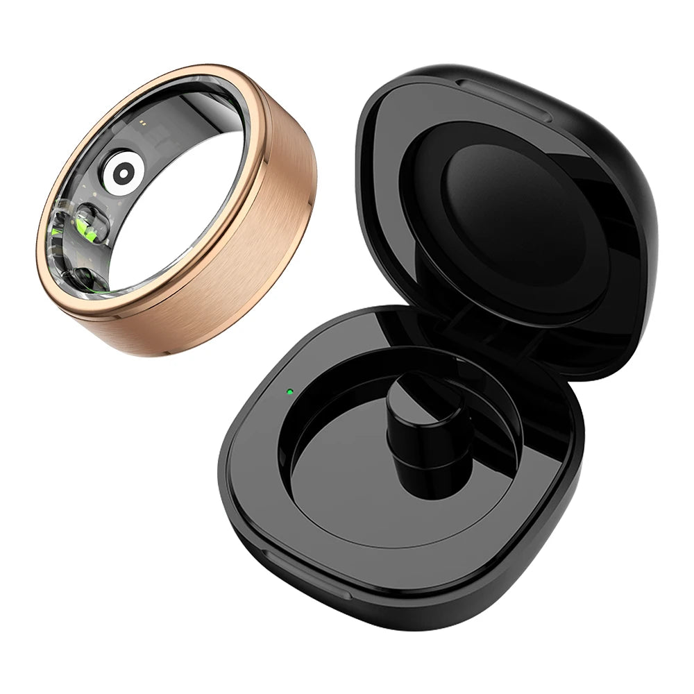 Smart Ring Sync Pulse Colmi R03 gold with charging case
